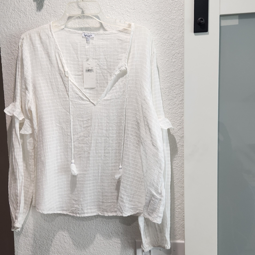 Nwt Splendid white long sleeve blouse size large